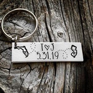 Long distance couples gift, long distance keychain, for her, for him, for boyfriend, for girlfriend, long distance relationship, date