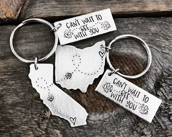 Long Distance Relationship Gift Boyfriend Gift Girlfriend Gift Going Away Gift Best Friends Gift State Keychain Long Distance Boyfriend Gift