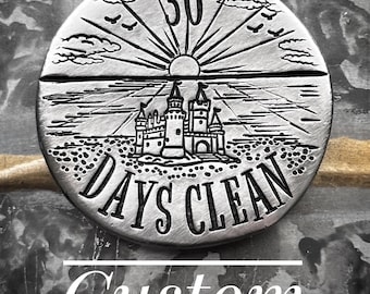 Personalized Clean and Sober Coin, Custom Text any Number of Days Sober or Clean, Recovery Medallion, Chip, Token, Coin, Sobriety Coin Gift