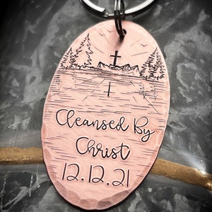 Personalized Baptism Gift for Men, Customized Baptism Gift for Woman, By the water, Baptismal Gift, Christian Keychain Christian Recovery