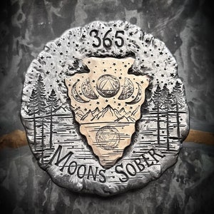 Limited Edition Sobriety Medallion,  Sobriety Coin Gift, 4X the amount of material, Hand Cast, Bronze Arrowhead Inlay, Read Description AA