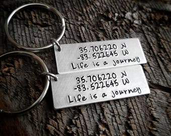 Anniversary Gift Anniversary gift for him Boyfriend gift Girlfriend Gift Coordinate Keychain Anniversary Gift for her Coordinate Sign