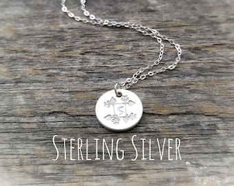 Initial Necklace, Sterling Silver Disc Necklace, Initial Disc Necklace, Custom Necklace, Letter Charm Necklace, Personalized Necklace Disc
