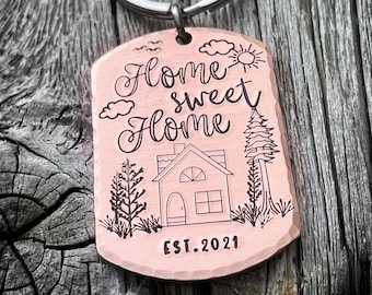 First Home Keychain, Home Sweet Home Keychain, Family Established, Home Established, New House Gift, First Home, Housewarming Gift, House