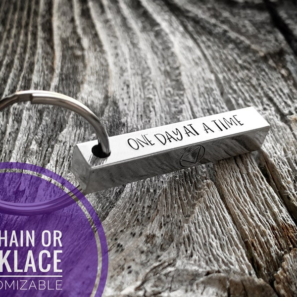 Personalized Bar Keychain,  Personalized Bar Necklace, Sobriety Keychain, Sobriety Necklace, Sobriety Jewelry, Recovery Gift