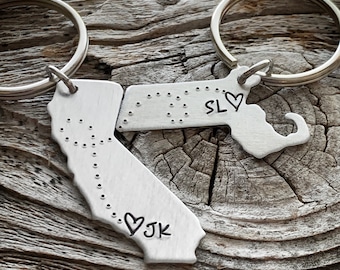 Regalo de amistad a larga distancia, regalo para mejores amigas, regalo para mejores amigas, regalo de amistad, llavero estatal, regalo para mejores amigas, llavero para mejores amigas, regalo para mejores amigas