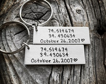 Anniversary Gift Anniversary gift for him Boyfriend gift Girlfriend Gift Coordinate Keychain Anniversary Gift for her Coordinate Sign