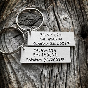 Anniversary Gift Anniversary gift for him Boyfriend gift Girlfriend Gift Coordinate Keychain Anniversary Gift for her Coordinate Sign