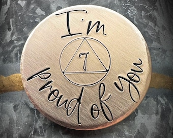 Sobriety Coin, Sobriety Gift, Recovery, AA Chip, Customized, Personalized Sobriety Gift, One Year Sober, 1 Year Clean, 2 Years, Him, Sober