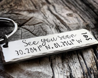 Coordinate Keychain Long Distance Relationship gift Coordinates Gift Boyfriend Gift Girlfriend Gift Anniversary Gift for Her Gift for Him