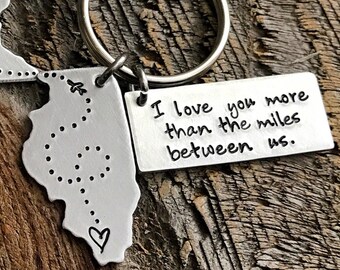 Long Distance Relationship Gift Boyfriend Gift Girlfriend Gift Going Away Gift Best Friends Gift State Keychain Long Distance Boyfriend Gift