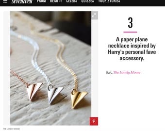 Accessories, Iced Paper Airplane Pendant Gold Chain
