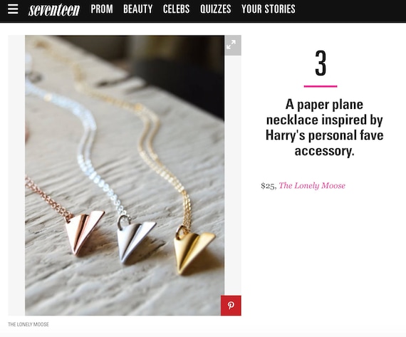 Rose gold paper airplane necklace - rose gold airplane necklace
