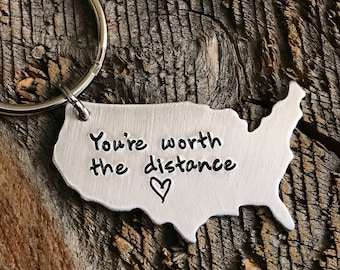 Long distance relationship gift long distance boyfriend gift long distance girlfriend gift state keychain usa keychain going away gift