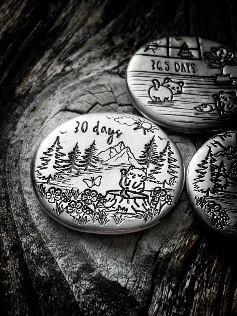 Sober Sister Kitty Sobriety Token, Sobriety Gift for Mom, Sobriety gift for Girlfriend, One Day At A Time, Inspirational Gift for Her Wife image 4