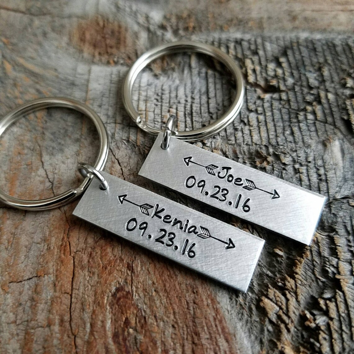 Personalized Tag Keychain Anniversary Date Keychain Custom Tag Etsy