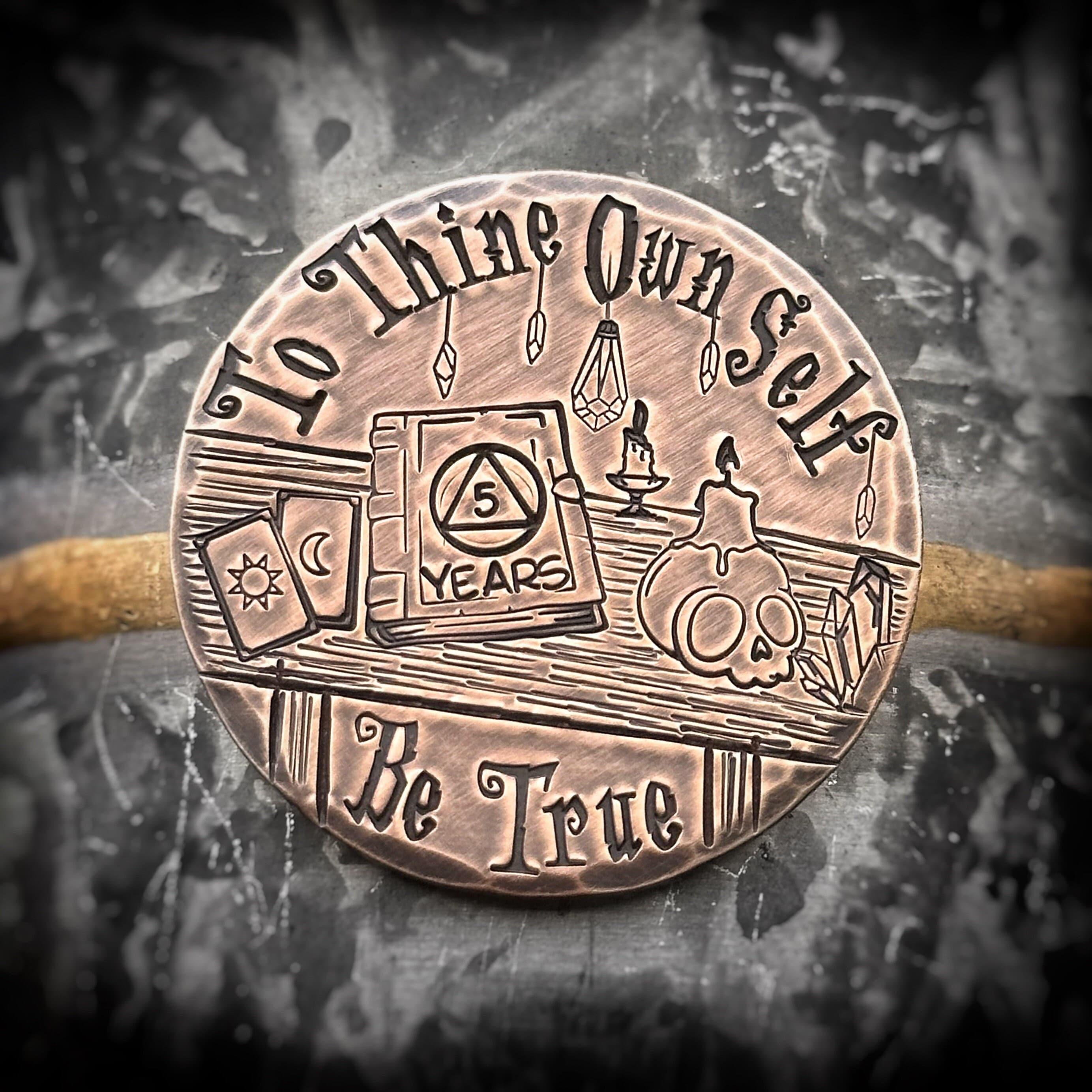Personalized Sobriety Coin, Customized Sobriety Gift, Aged Bronze, Recovery Gift, Sobriety Chip, Sobriety Token, AA Medallion, Gothic