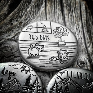 Sober Sister Kitty Sobriety Token, Sobriety Gift for Mom, Sobriety gift for Girlfriend, One Day At A Time, Inspirational Gift for Her Wife image 3
