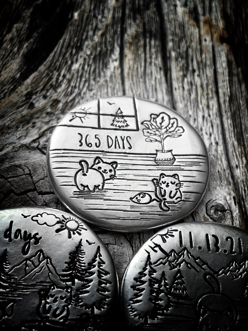 Sober Sister Kitty Sobriety Token, Sobriety Gift for Mom, Sobriety gift for Girlfriend, One Day At A Time, Inspirational Gift for Her Wife image 3