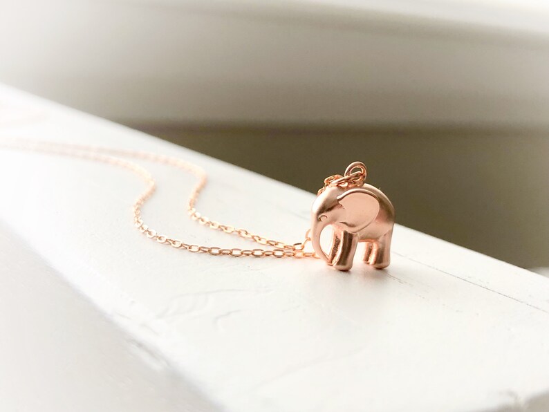 Mothers day jewelry, mothers day necklace, mothers day gift for grandma, gift for grandma, elephant necklace, rose gold elephant necklace image 2