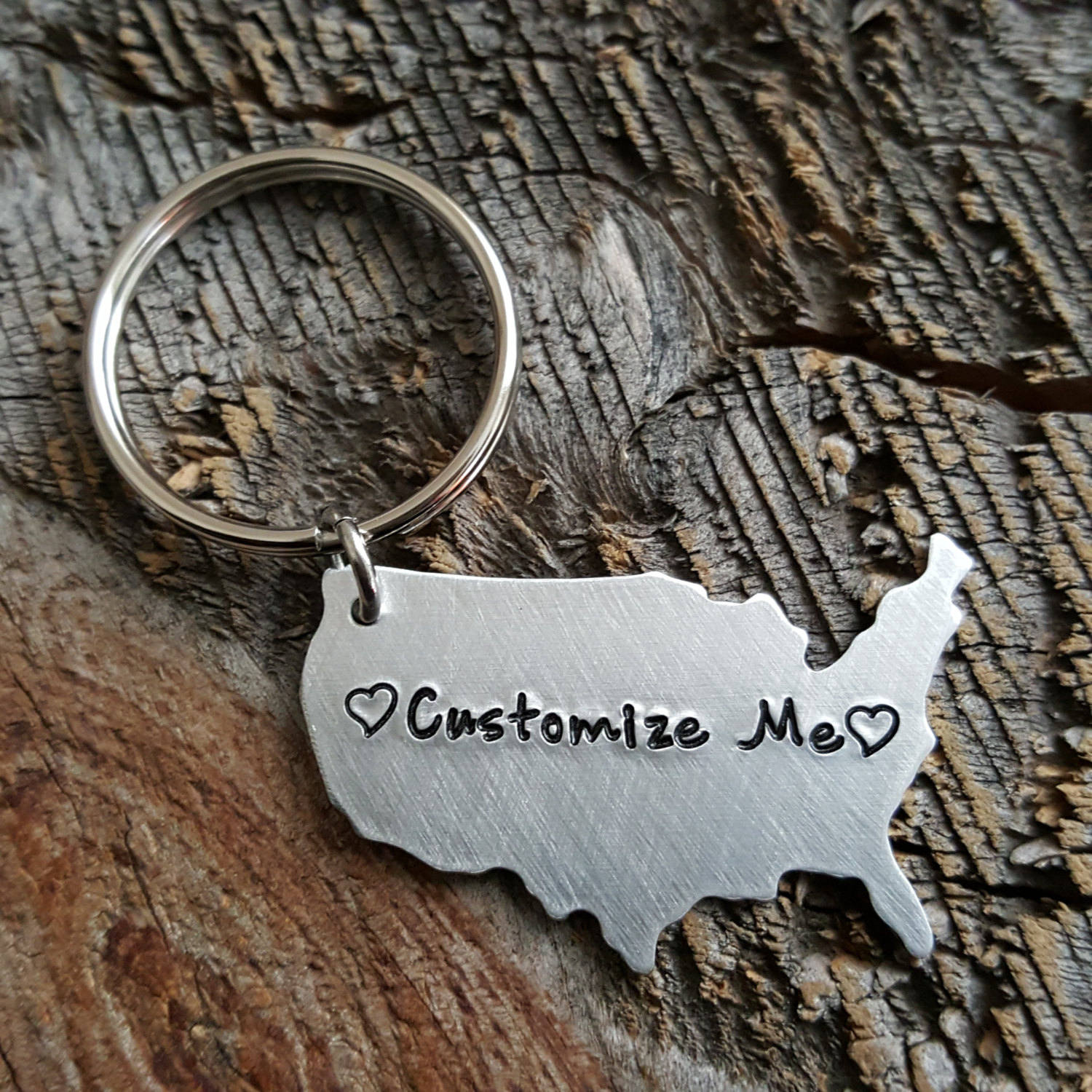Customizable USA Keychain Design Your Own State Keychain Long Etsy