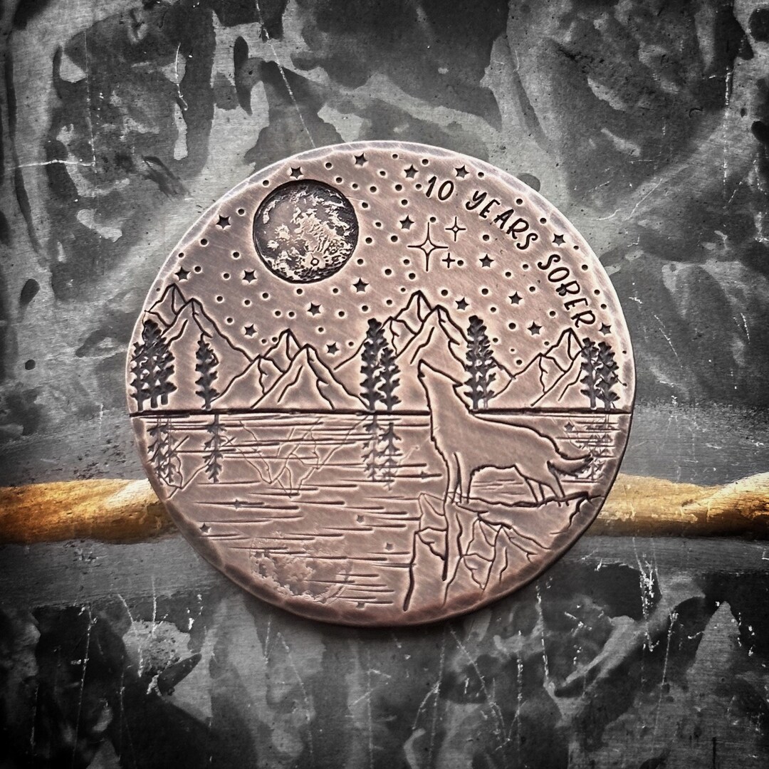 12 anni Sobriety Coin Valley River Sobriety Chip Sun Chips Medaglione AA Chip e Medaglione Alcolisti Monete anonime Regali di sobrietà per uomini