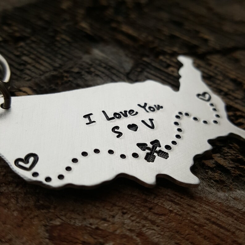 LARGE Custom USA State Keychain Any States US Hand Stamped Etsy