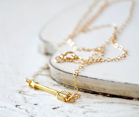 18K Gold Dainty Arrow Necklace Connector Charm Pendant Necklace with 18 inch 14K Gold Chain Minimalist Jewelry Wedding Birthday Anniversary