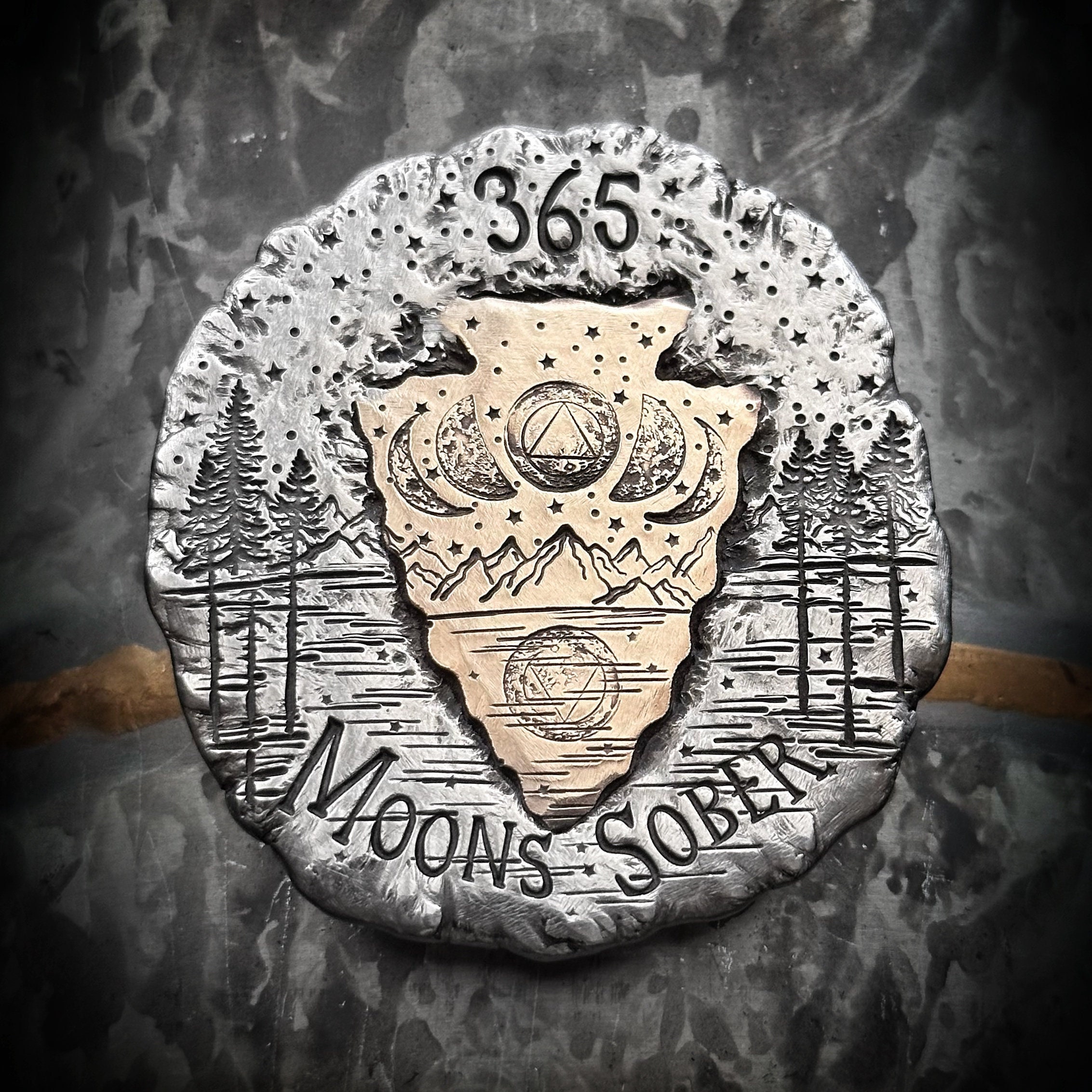 Limited Edition Sobriety Medallion,  Sobriety Coin Gift, 4X the amount of material, Hand Cast, Bronze Arrowhead Inlay, Read Description AA