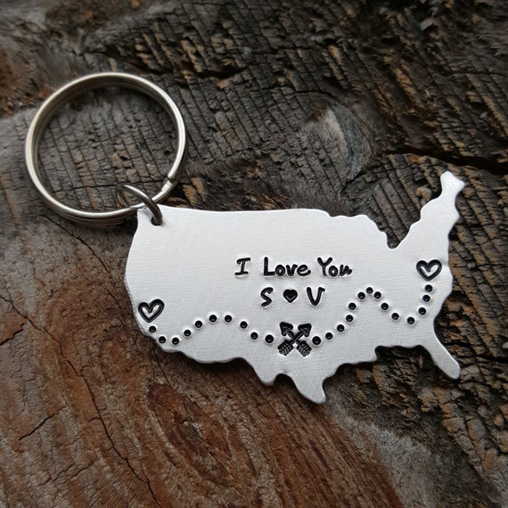 LARGE Custom USA State Keychain Any States US Hand Stamped Etsy