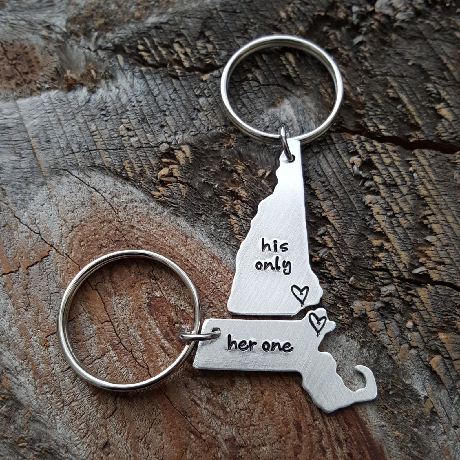 Custom State Keychain Her One His Only ANY 2 States hand Etsy