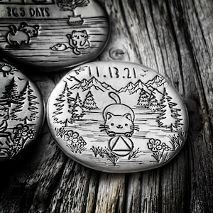 Sober Sister Kitty Sobriety Token, Sobriety Gift for Mom, Sobriety gift for Girlfriend, One Day At A Time, Inspirational Gift for Her Wife image 5