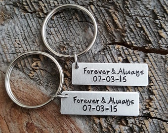 Personalized Tag Keychain Anniversary Date Keychain Custom Tag Keychain Aluminum Keychain Date Keychain Long Distance Relationship Gift
