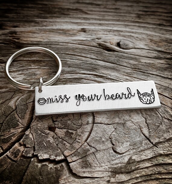 Beard keychain Long distance relationship keychain long distance relationship gift drive safe keychain gift for boyfriend beard gift