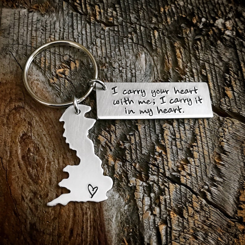 I Carry Your Heart Keychain Long Distance Relationship Gift Etsy