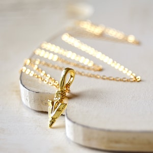 18k Gold Dainty Arrowhead necklace Pendant Necklace with an 18 Inch 14k Gold Filled Chain Minimalist Jewelry Birthday Mothers day Gift