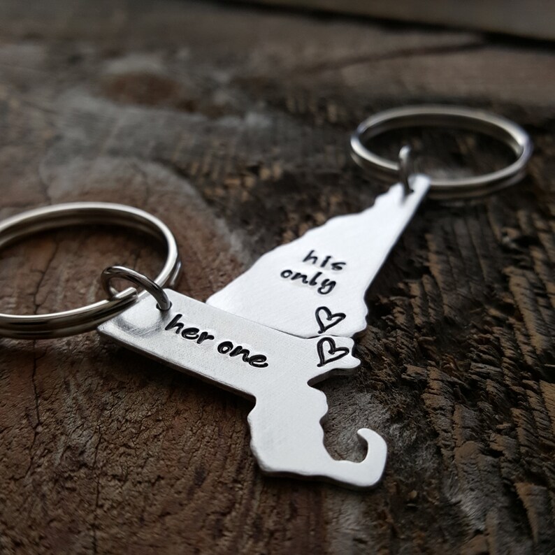 Custom State Keychain Her One His Only ANY 2 States Hand Etsy