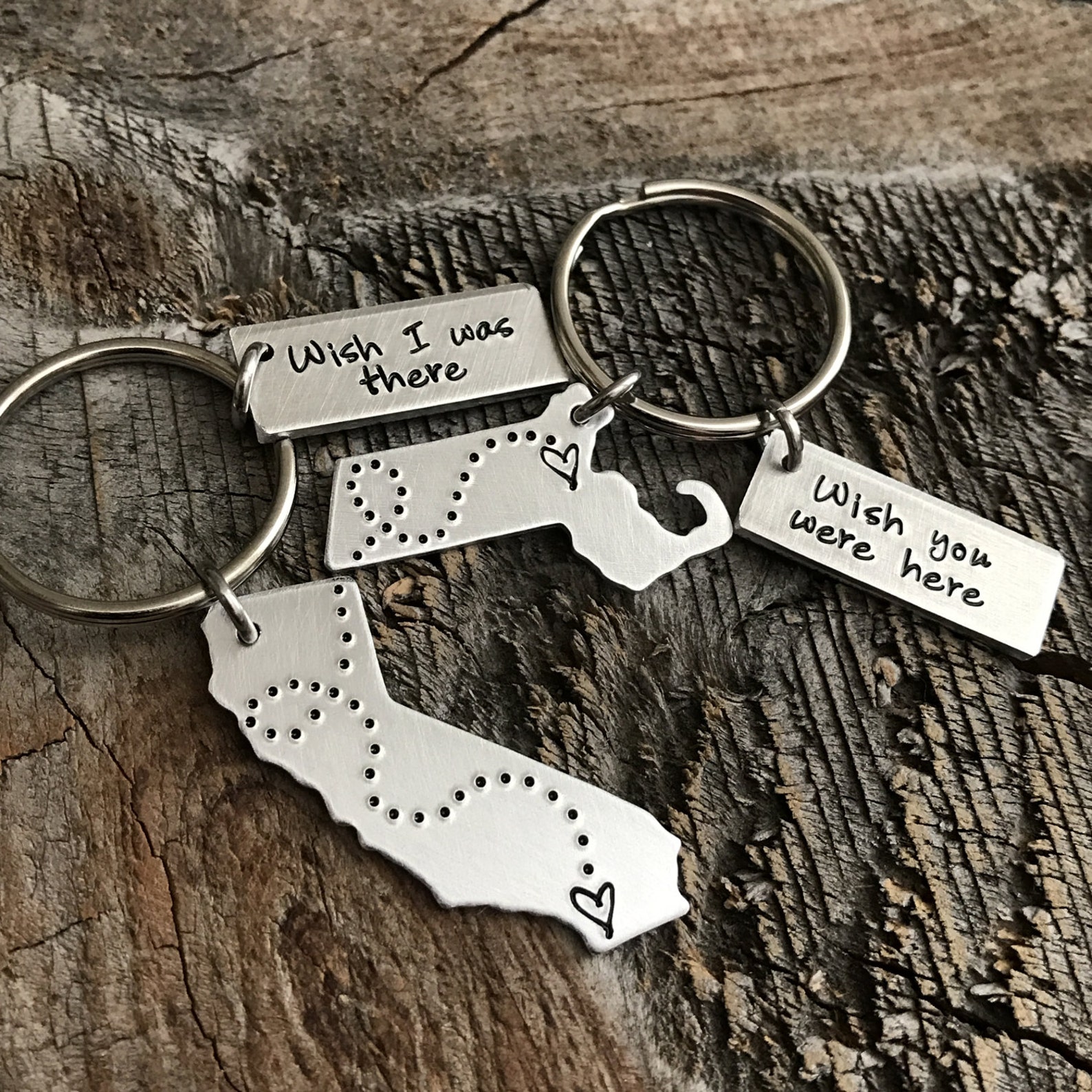 Custom State Keychain With Date Charm Pick Your State or Etsy
