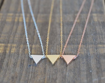 Triangle Dainty Pendant Necklace Silver Gold and Rose Gold Minimal Jewelry Minimalist Geometric Necklace Mothers Day Gift