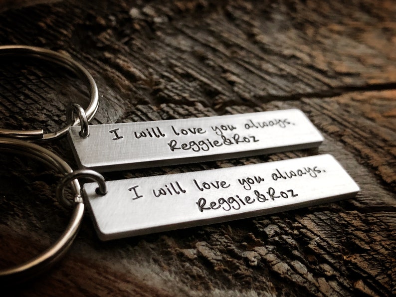 girlfriend gift hand stamped keychains His and Her gift set Gift for her Personalized Couples Gift Set boyfriend gift gift for him