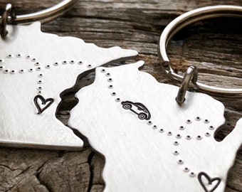 Long Distance Relationship Gift Boyfriend Gift Girlfriend Gift Going Away Gift Best Friends Gift State Keychain Long Distance Boyfriend Gift