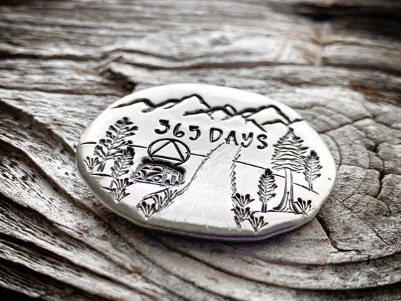 Sobriety gift for men, sobriety coin, sobriety token, sobriety gift for  woman, sobriety anniversary date, sobriety gift, van life, bus life