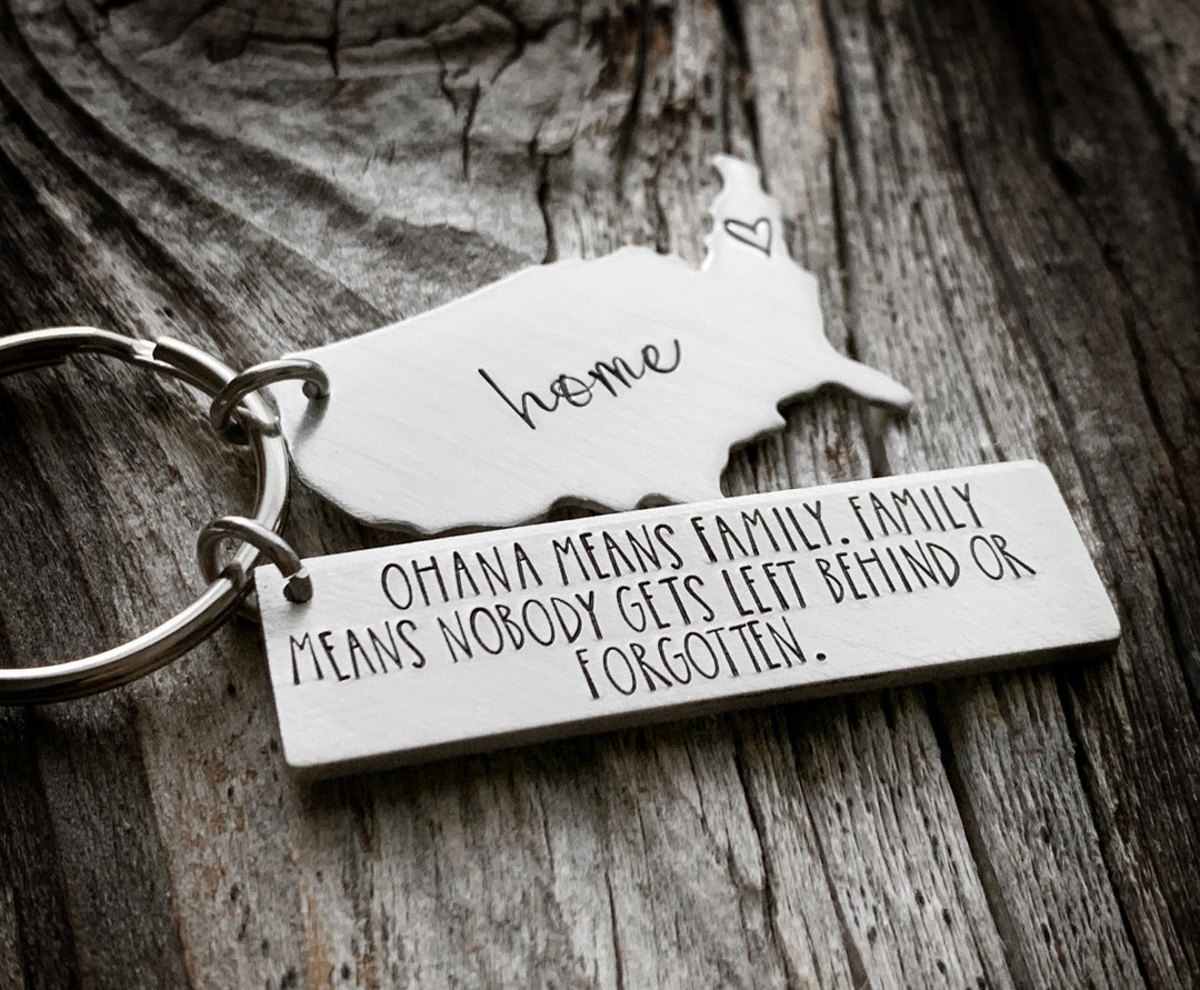 Ohana Keychain, Home Keychain, Moving Away Gift, Farewell Gift, College Graduate Gift