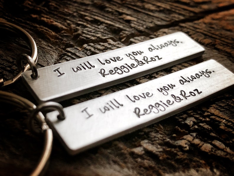 girlfriend gift hand stamped keychains His and Her gift set Gift for her Personalized Couples Gift Set boyfriend gift gift for him