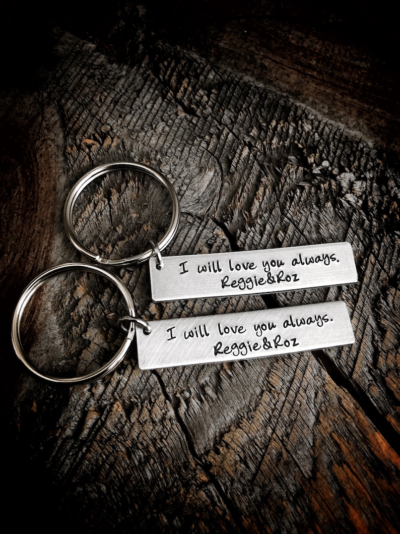 girlfriend gift hand stamped keychains His and Her gift set Gift for her Personalized Couples Gift Set boyfriend gift gift for him