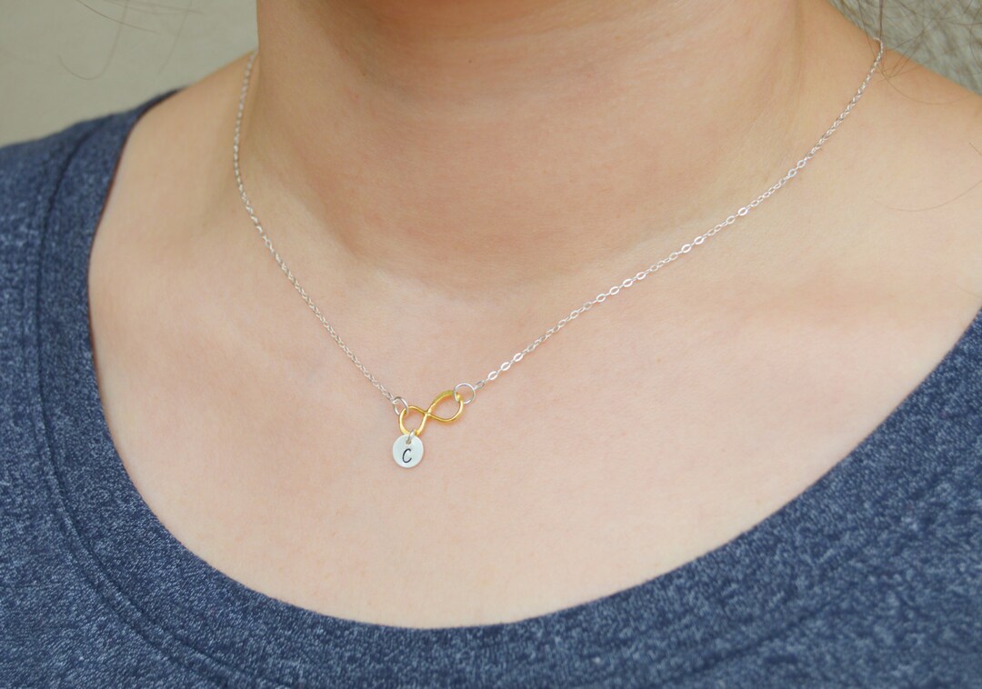Personalized Initial Infinity Disc Connector Necklace Sterling Silver ...