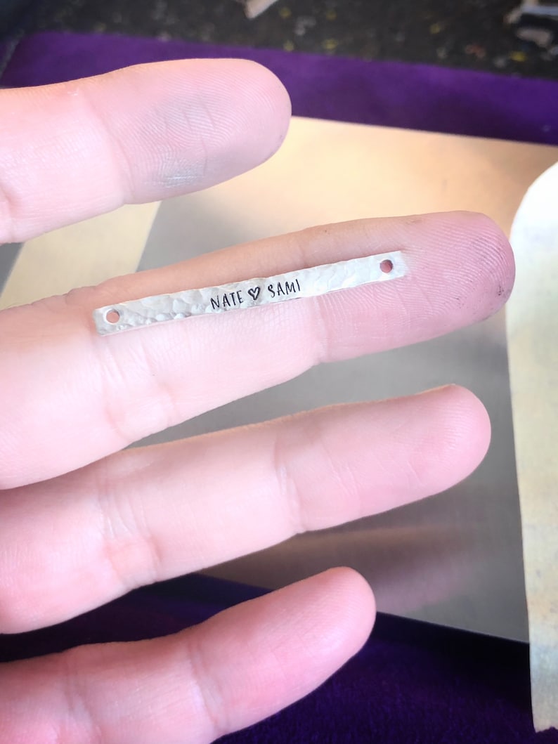 Delicate Sterling Silver Bar Necklace Name Plate Necklace Etsy