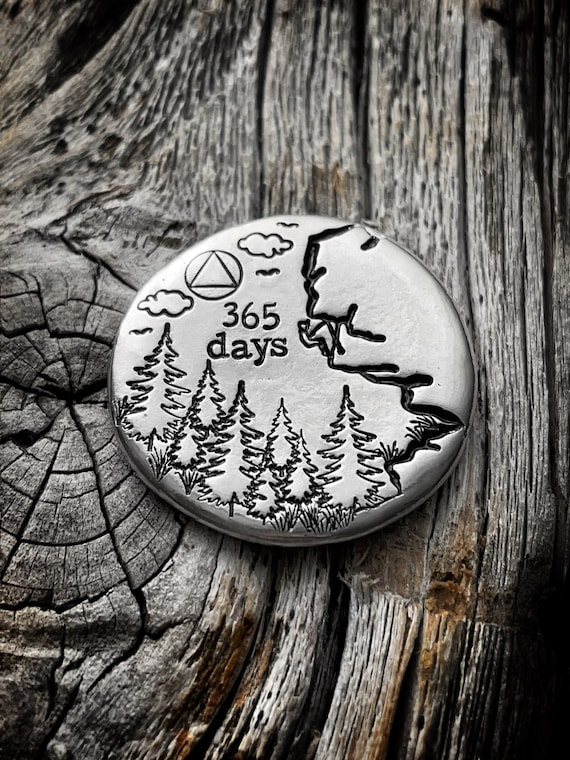 Rock Climber Sobriety gift for men Sobriety gift for women Sobriety token Sobriety coin Sobriety chip 365 days 1 year Sober gift for Husband