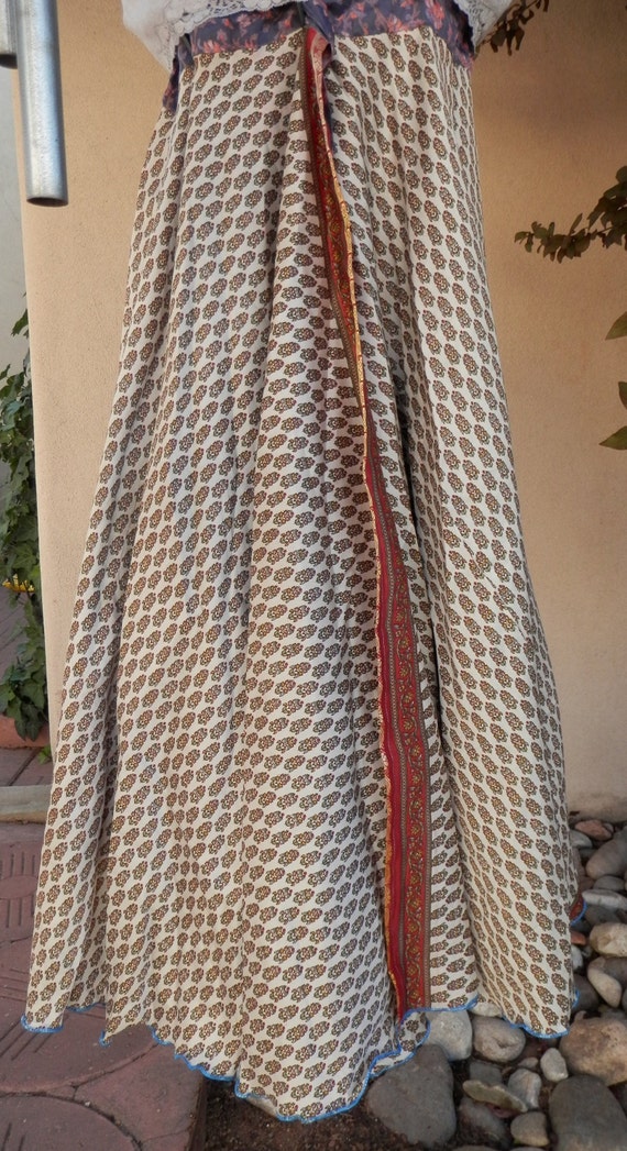 Smoky Eggplant, Cream, Rust, Apricot Vintage Sari… - image 6