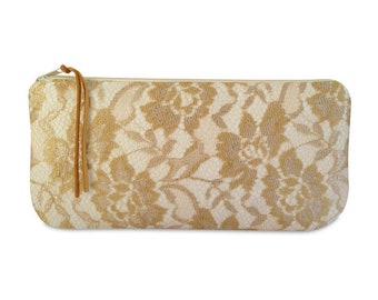 Clutch, Ivory mit goldener Blumenspitze 9